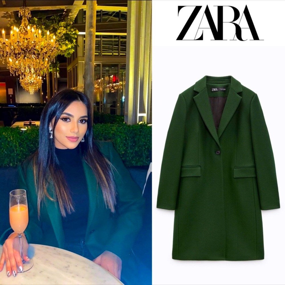 Zara  Green Italian Wool Coat Menswear style